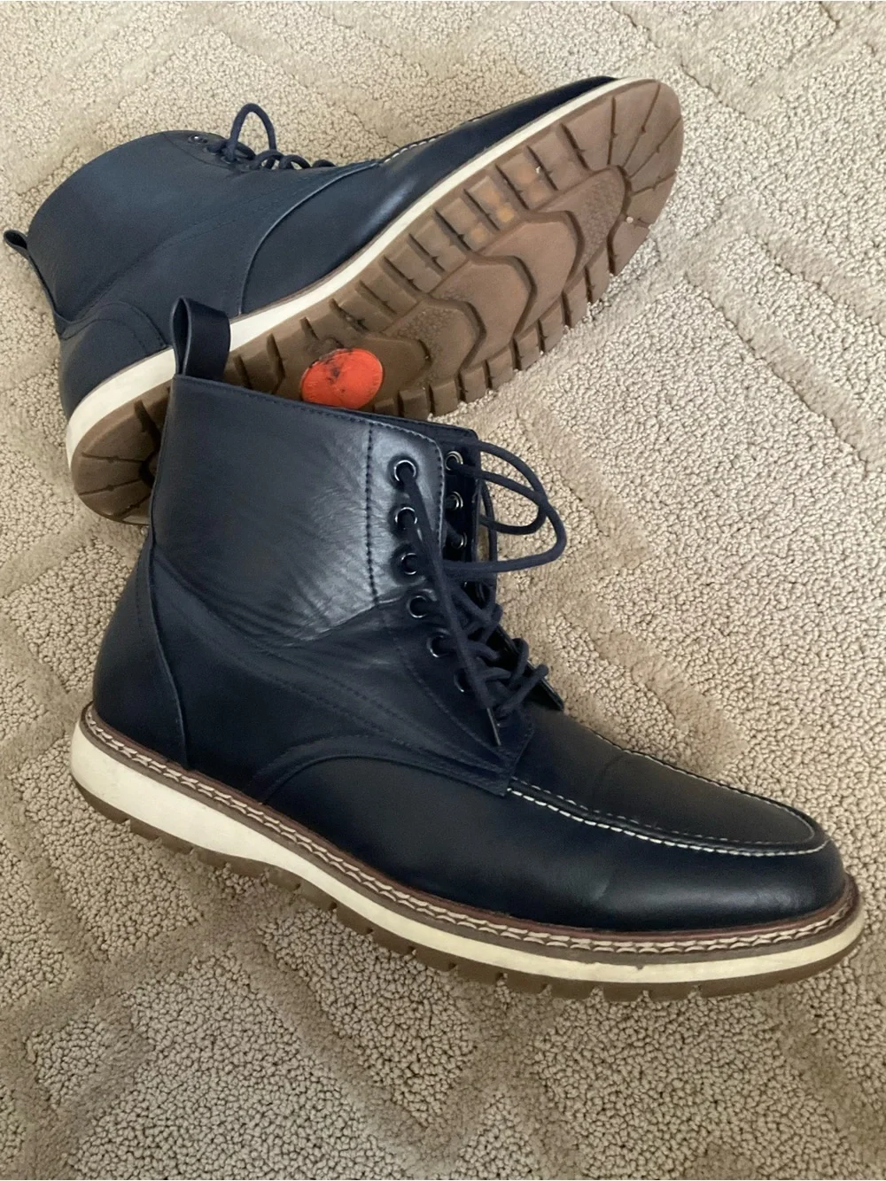 Hawke & Co. Men's Sierra Navy Leather Lace-Up Boots Size 10